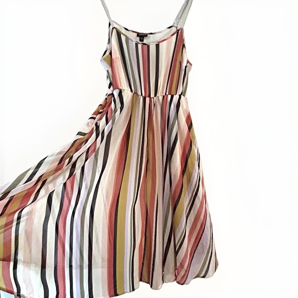 torrid Dresses & Skirts - Torrid Multicolor Stripe Chiffon Midi Dress Pockets Sz M/L 00 NWT